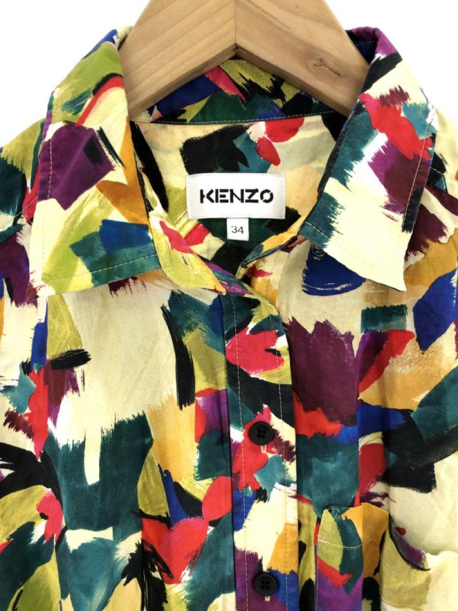 KENZO Kenzo шелк . общий рисунок рубашка One-piece size34/ многоцветный #** * dkc0 женский 