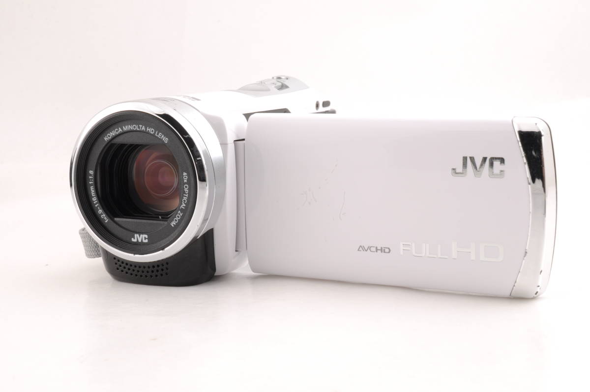動作品 JVC Everio エブリオ GZ-E600-W FULL HD 白 ホワイト ビクター デジタルビデオカメラ 管K5044_画像1