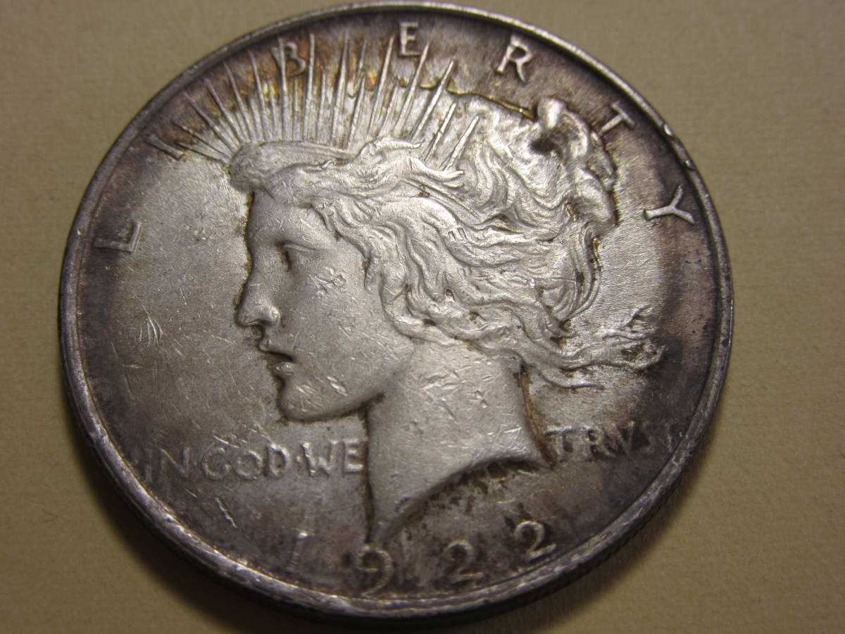 ８、アメリカ　ONE　DOLLAR銀貨　１９２２年　２６，６６ｇ　品位９００_画像3