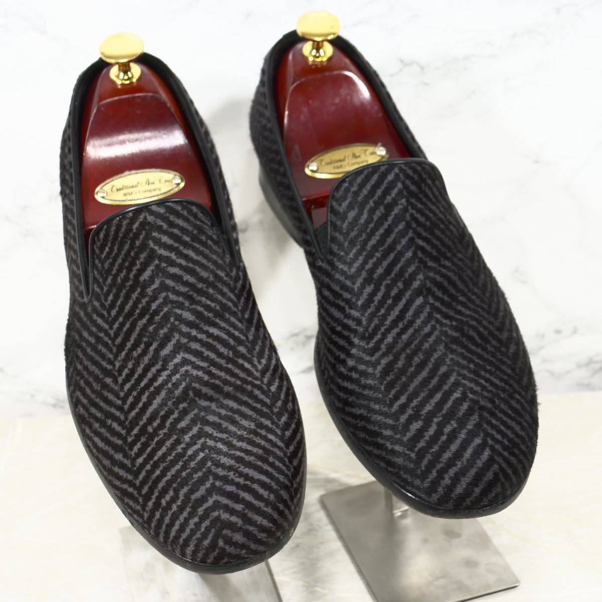 《美品◎/イタリア製》GIORGIO ARMANI ジョルジオアルマーニ ハラコスリッポン EU39 24.5cm メンズシューズ 靴_画像1
