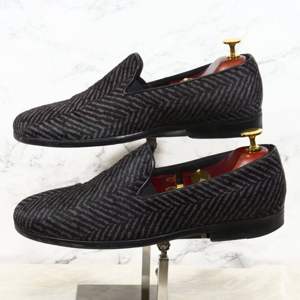 《美品◎/イタリア製》GIORGIO ARMANI ジョルジオアルマーニ ハラコスリッポン EU39 24.5cm メンズシューズ 靴_画像3