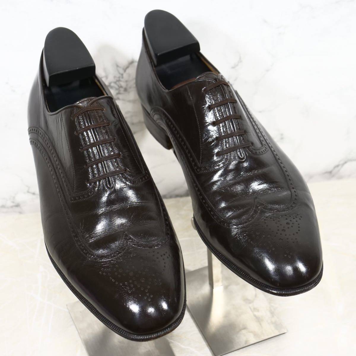 《最高級◎/イタリア製》ARTIOLI アルティオリ レイジーマン UK8 ダークブラウン ビジネスシューズ メンズ カンガルーレザー 革靴_画像1