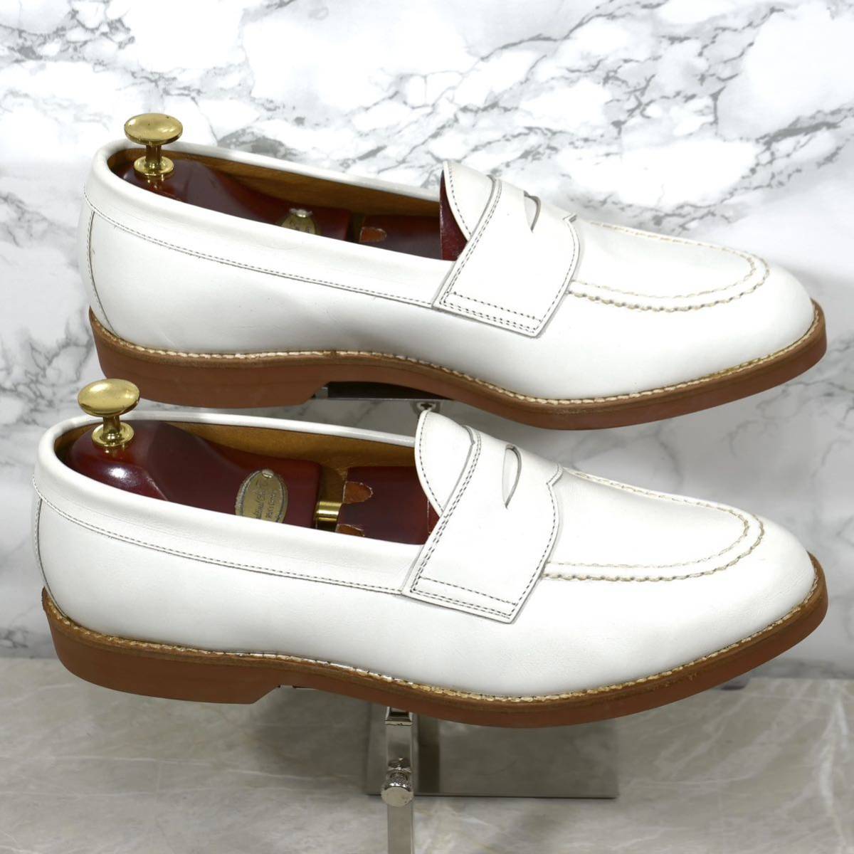 《未使用◎》REGAL リーガル 日本製靴時代 コインローファー ハーフサドル ホワイト 25 ビジネスシューズ カジュアル メンズ 革靴_画像4