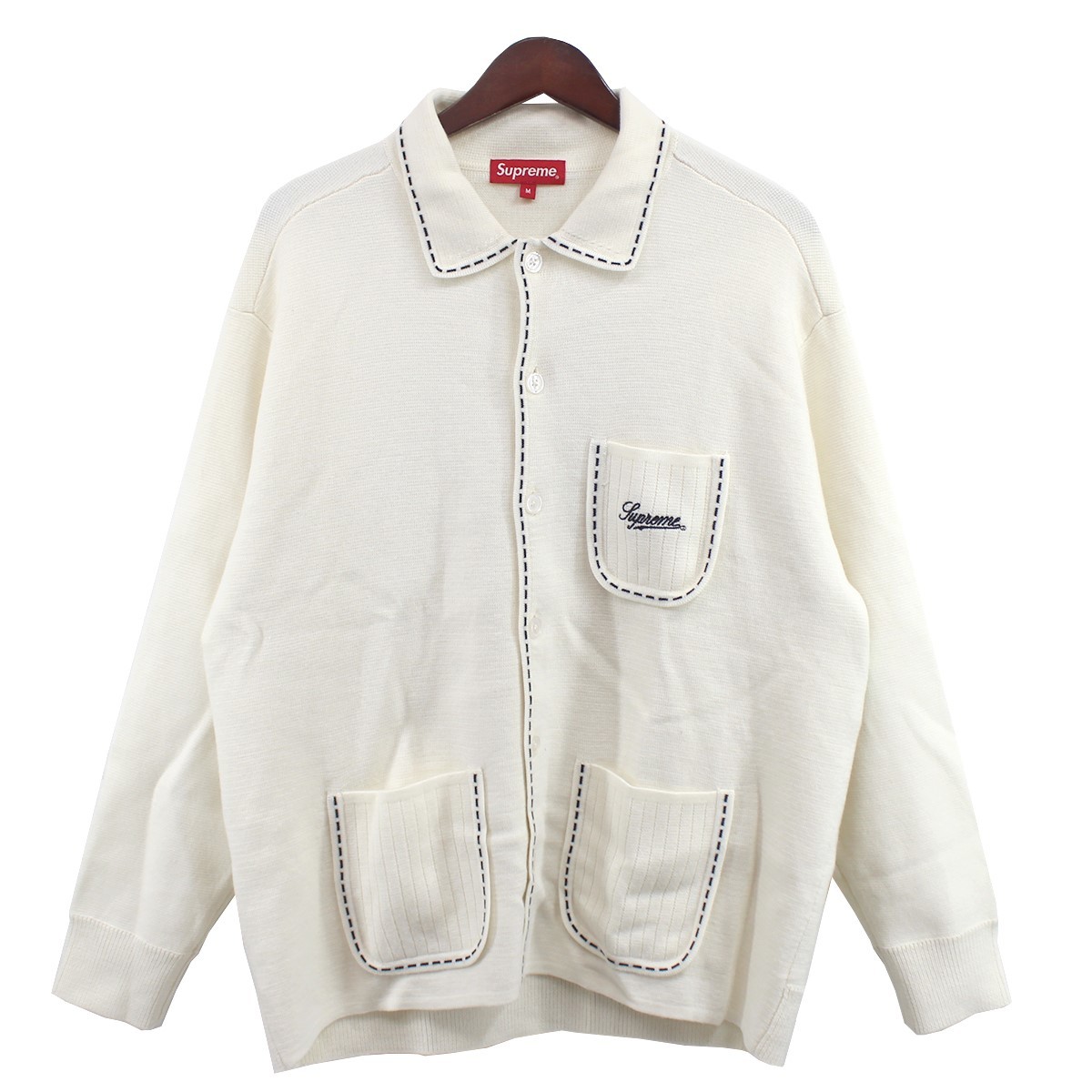 SUPREME　 22AW Contrast Stitch Button Up ロゴ スティッチ カーディガン 　　8056000147841