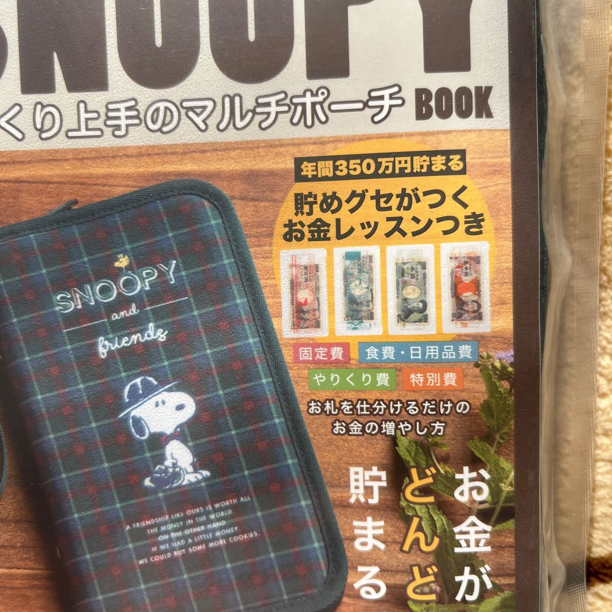 送料込！スヌーピー やりくり マルチポーチ 宝島社 SNOOPY 通帳 仕分け お金がどんどん貯まるポーチの画像7