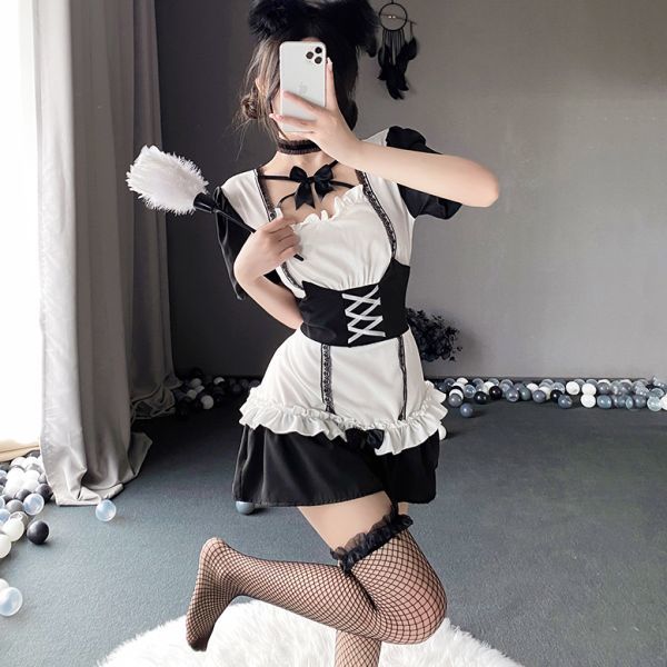  most new work made clothes super sexy large .. ultra uniform beautiful .ero pretty baby doll cosplay meido costume fancy dress black / white 