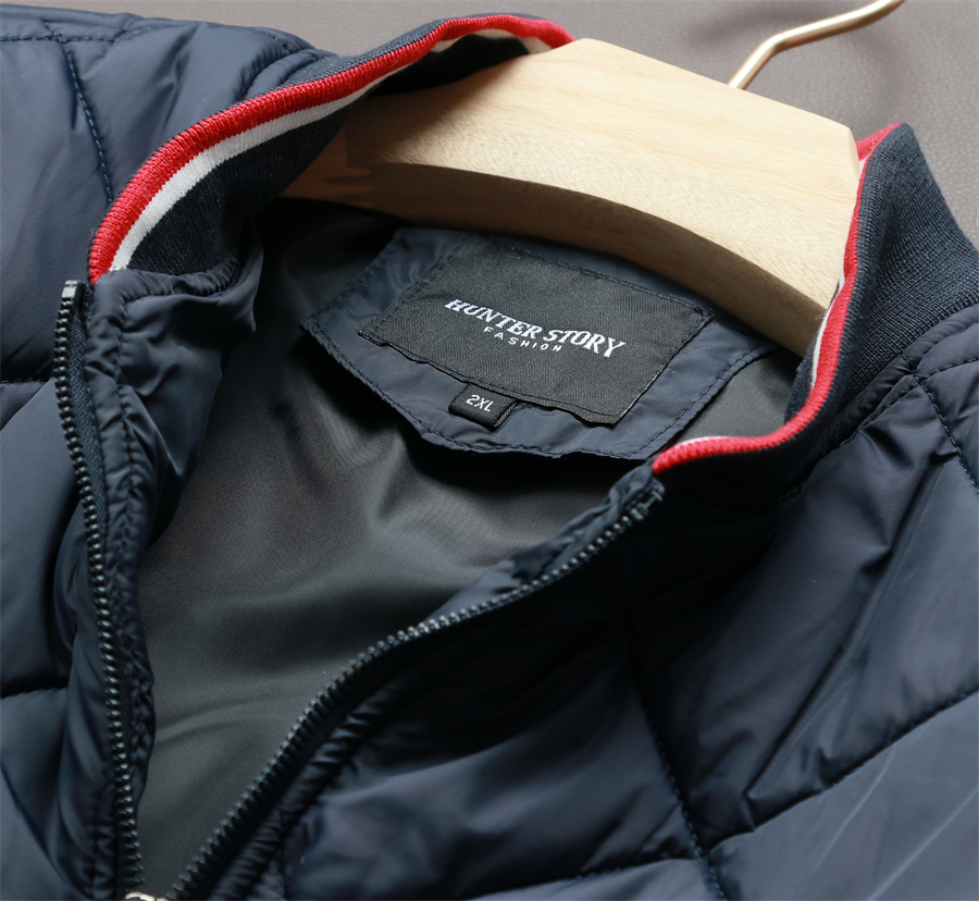 新品AS07-HUNTER STORY イギリス キルティングジャケット メンズ XL 中綿 立ち襟 秋冬 プレミアム 防風 ネイビー_画像3
