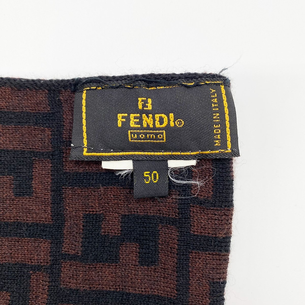 FENDI フェンディ ズッカ マフラー ストール 総柄 FF ブラウン レディース メンズ ファッション 古着 USED_画像3