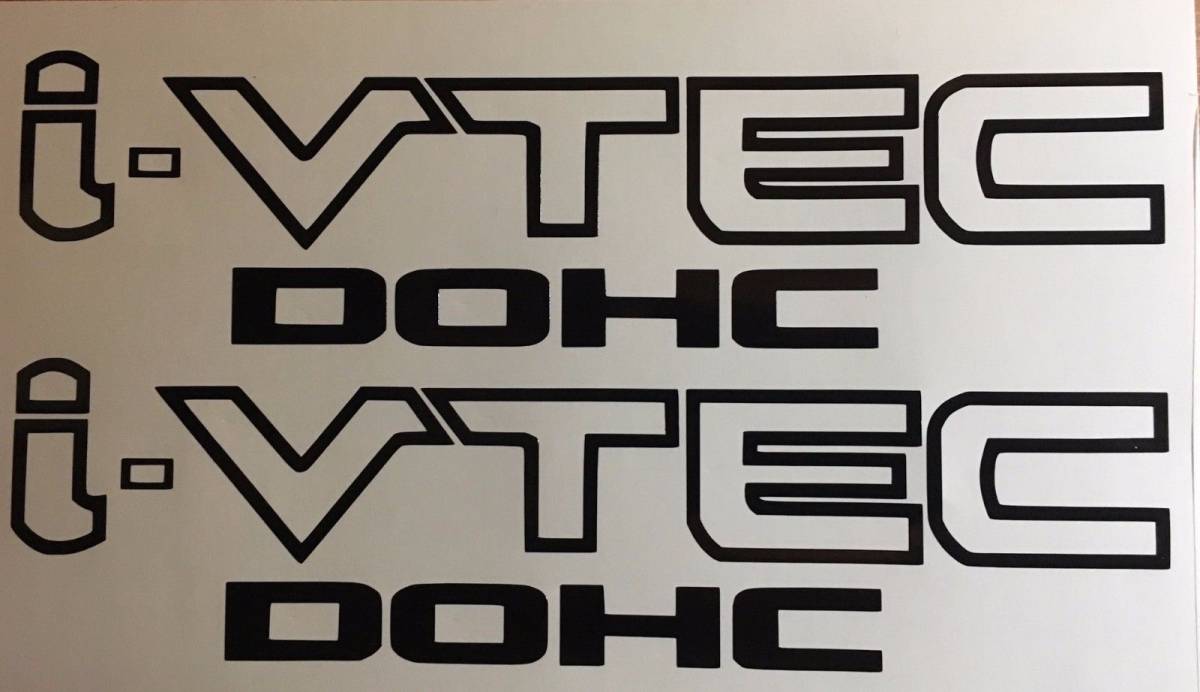 送料無料 Civic DOHC VTEC Decal Sticker カー ステッカー シール デカール 225mm x 50mm 2枚セット ブラック_画像1