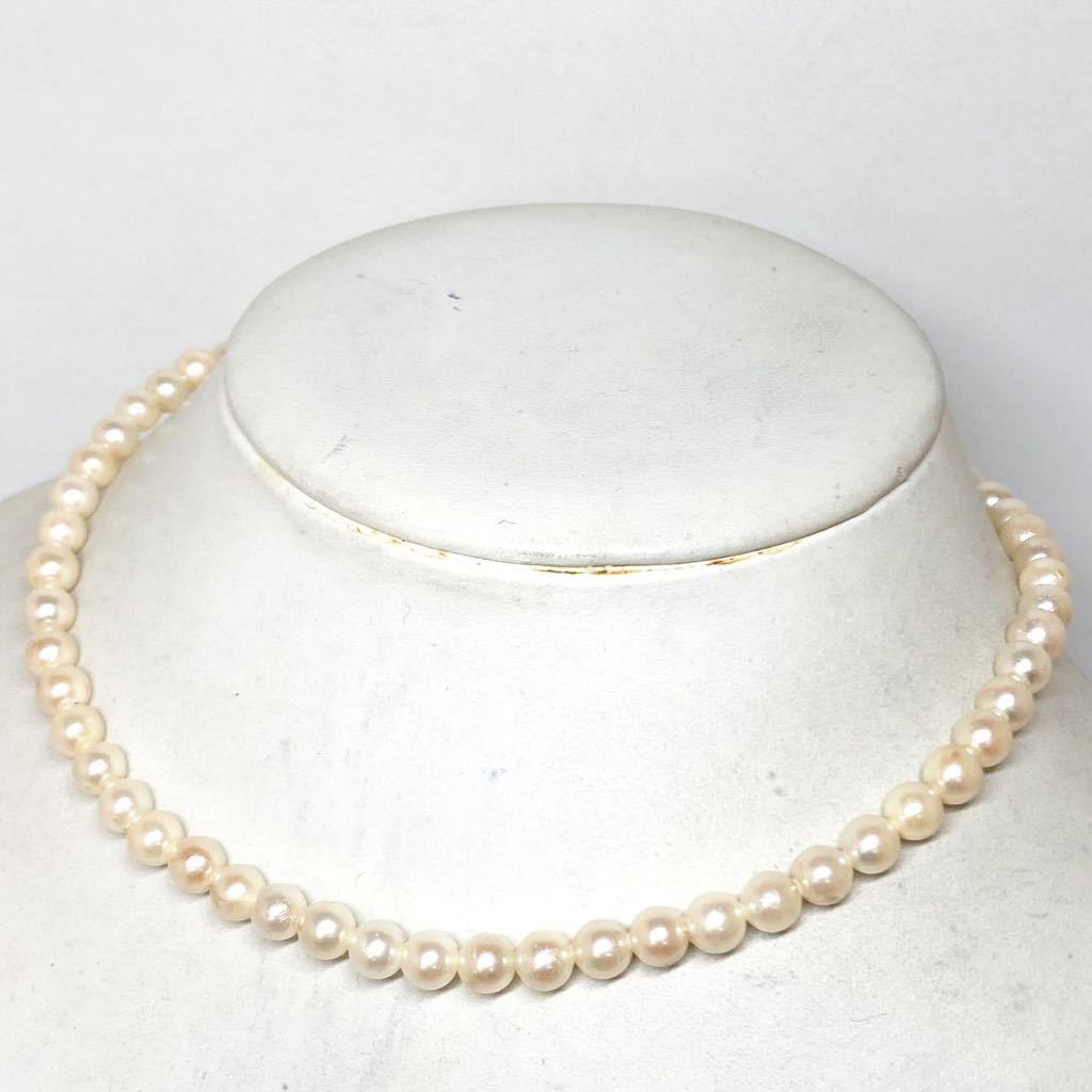[アコヤ本真珠ネックレス] n 重量約20.3g 約6.0mm 長さ約37.0cm パール pearl Pearl necklace accessory silver シルバー DA0 ②_画像4