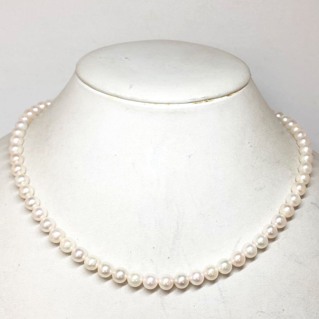 ［アコヤ本真珠ネックレス] d 重量約24.2.g 約6.0~6.5mm パール 約44.0cm Pearl necklace accessory silver シルバー DA0_画像1