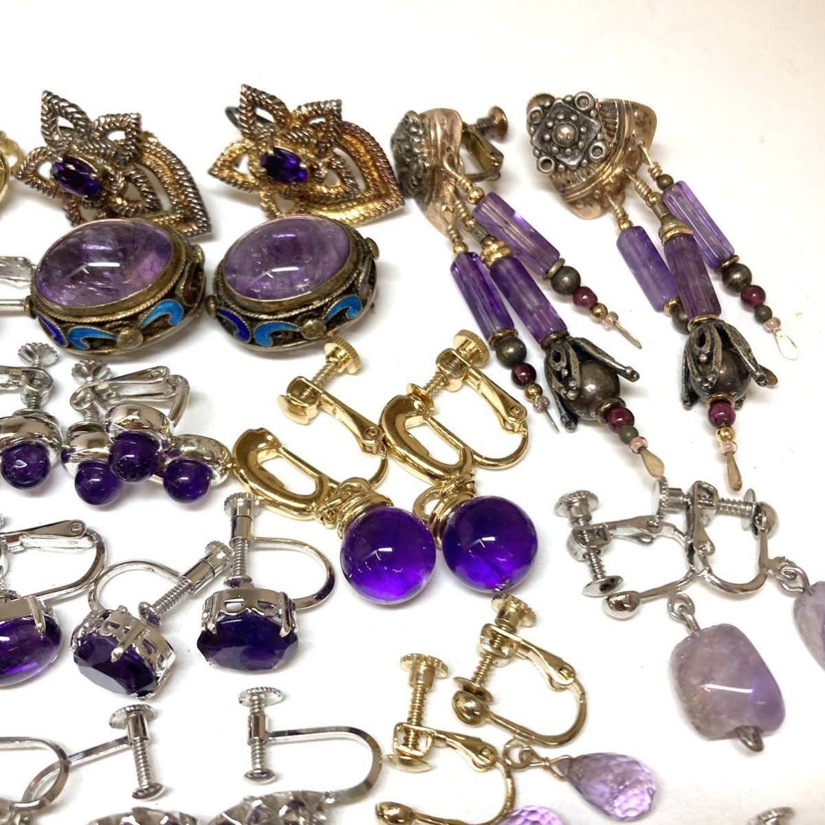 ［アメシストイヤリング・ピアスおまとめ］n 重量約115.5g アメジスト amethyst earringaccessory jewelry 紫水晶 silver 925 CE0_画像6