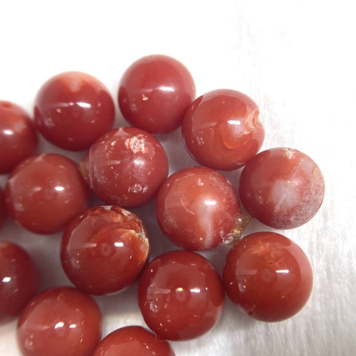 ［珊瑚15点おまとめ ］d 重量約10.0g/50ct 約7.5-8.5mm珠 ルース 裸石 宝石 ジュエリー jewel coral コーラル サンゴ 丸玉 DG0 _画像4