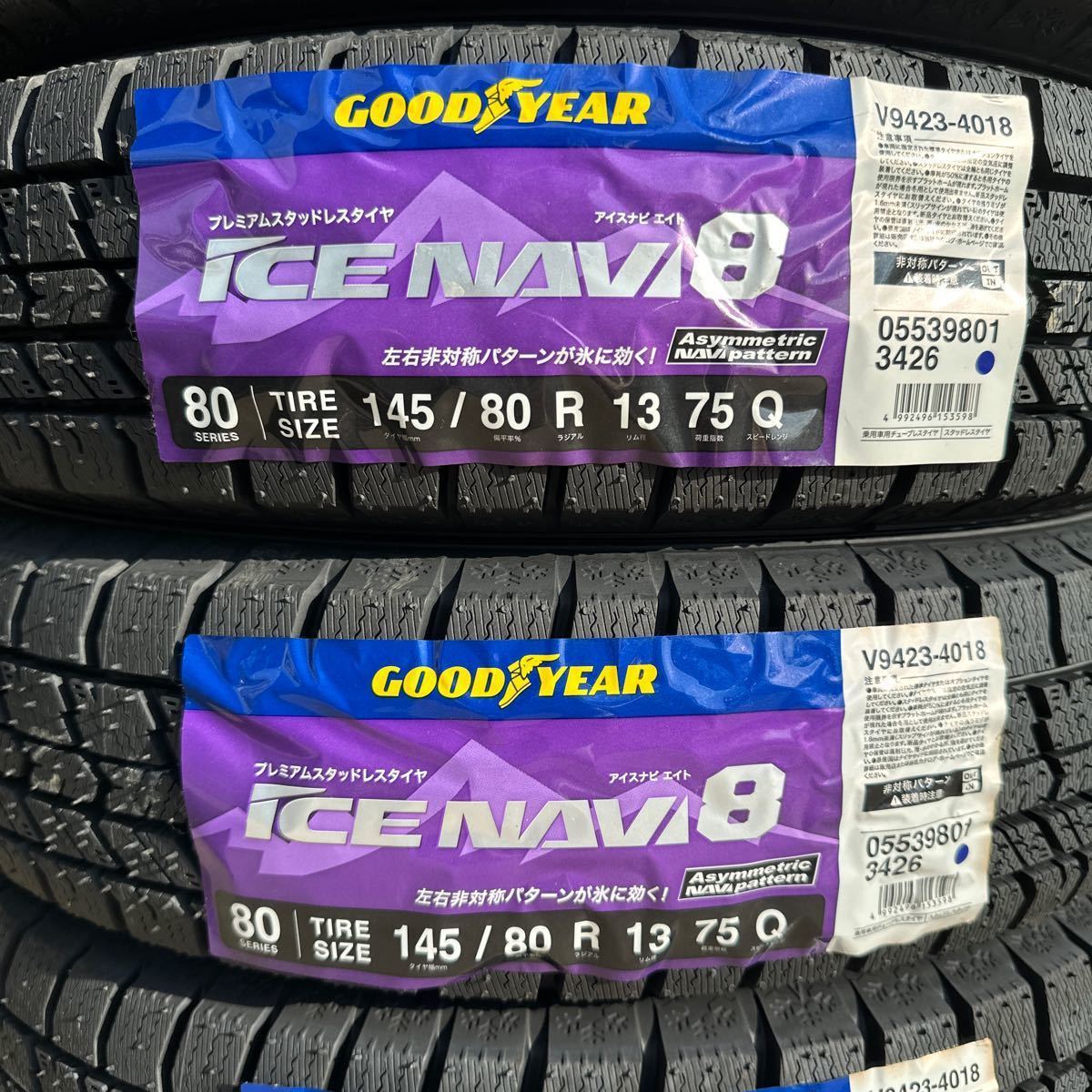 【2023年製】法人4本/17800円～◆領収書発行可145/80R13 145/80-13 GOODYEAR グッドイヤー ICE NAVI8 アイスナビ8 スタッドレス ワゴンR_画像3