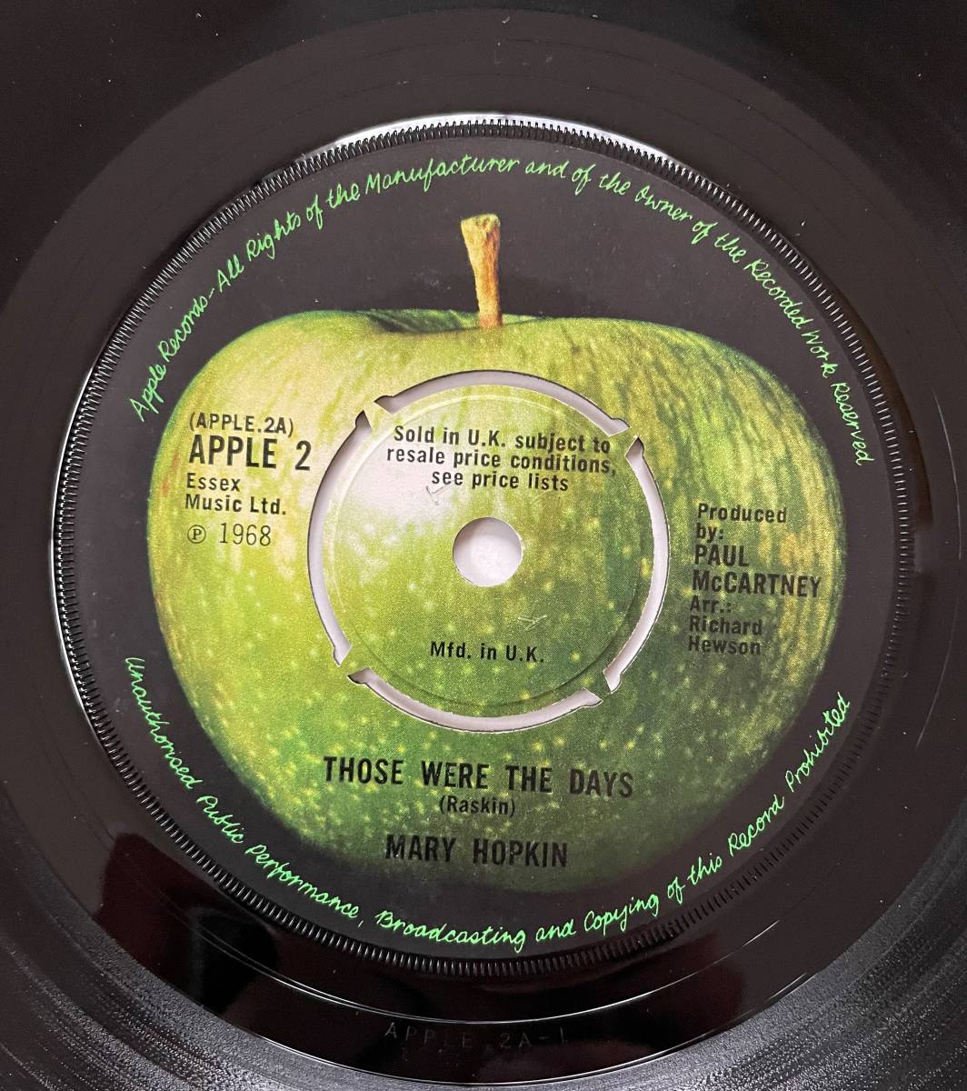 UK 初盤 EP「Mary Hopkin Those Were The Days 悲しき天使」BEATLES ジョンレノン ポールマッカートニー ジョージハリソン リンゴスター_画像3
