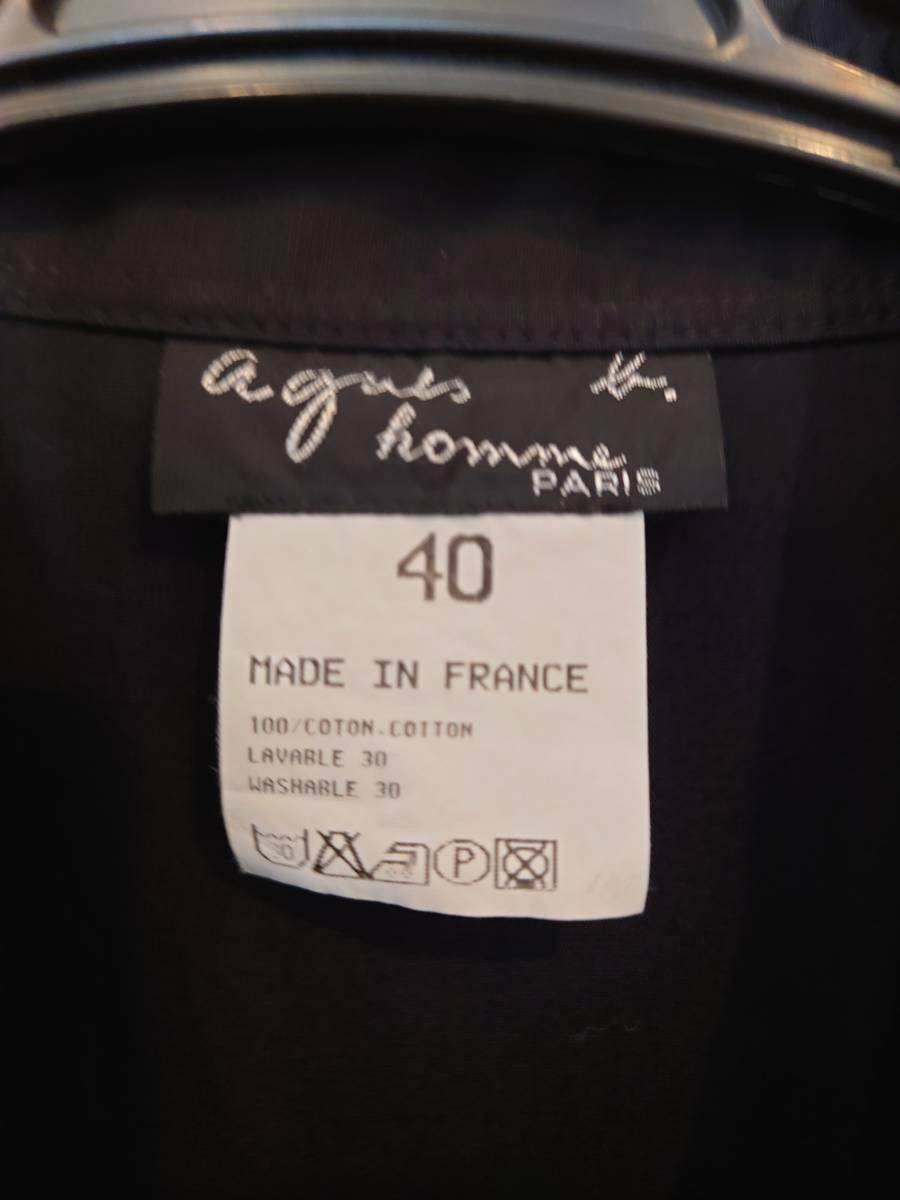 ☆ 希少　フランス製　ヴィンテージ　agnes b　アニエスベー　黒色　長袖　シャツ　未使用　試着のみ　サイズ 40　ビンテージ ☆_画像3
