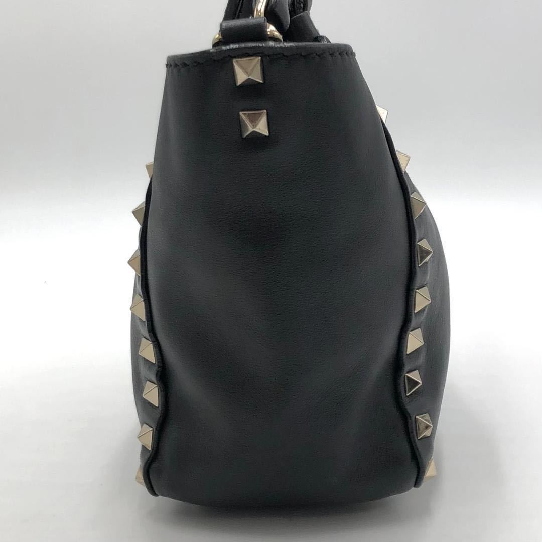 1円 美品 VALENTINO ロックスタッズ 2WAY ハンドバッグ　ブラック　黒_画像5