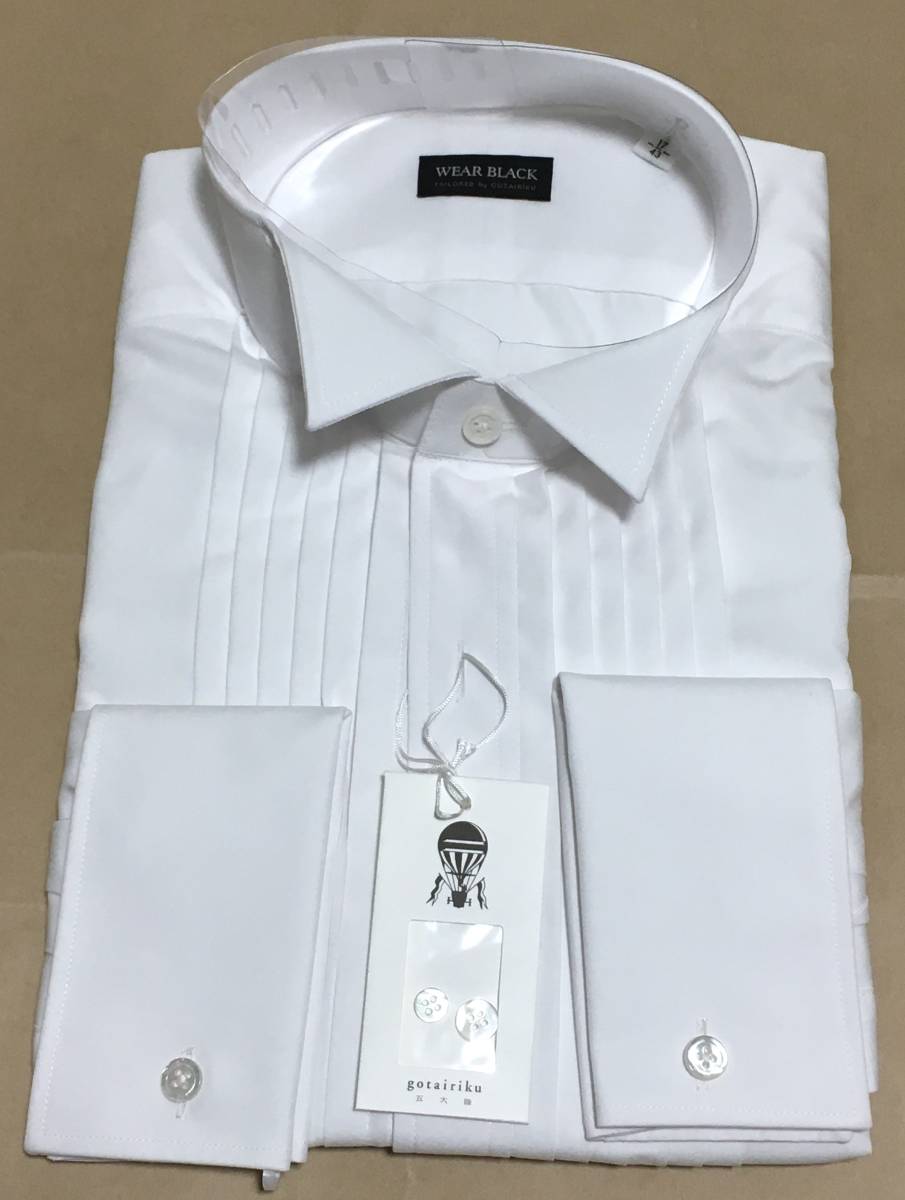 gotairiku 五大陸　ウイングカラーピンタックシャツ フォーマル　綿100％　43　オンワード　定価17.600円