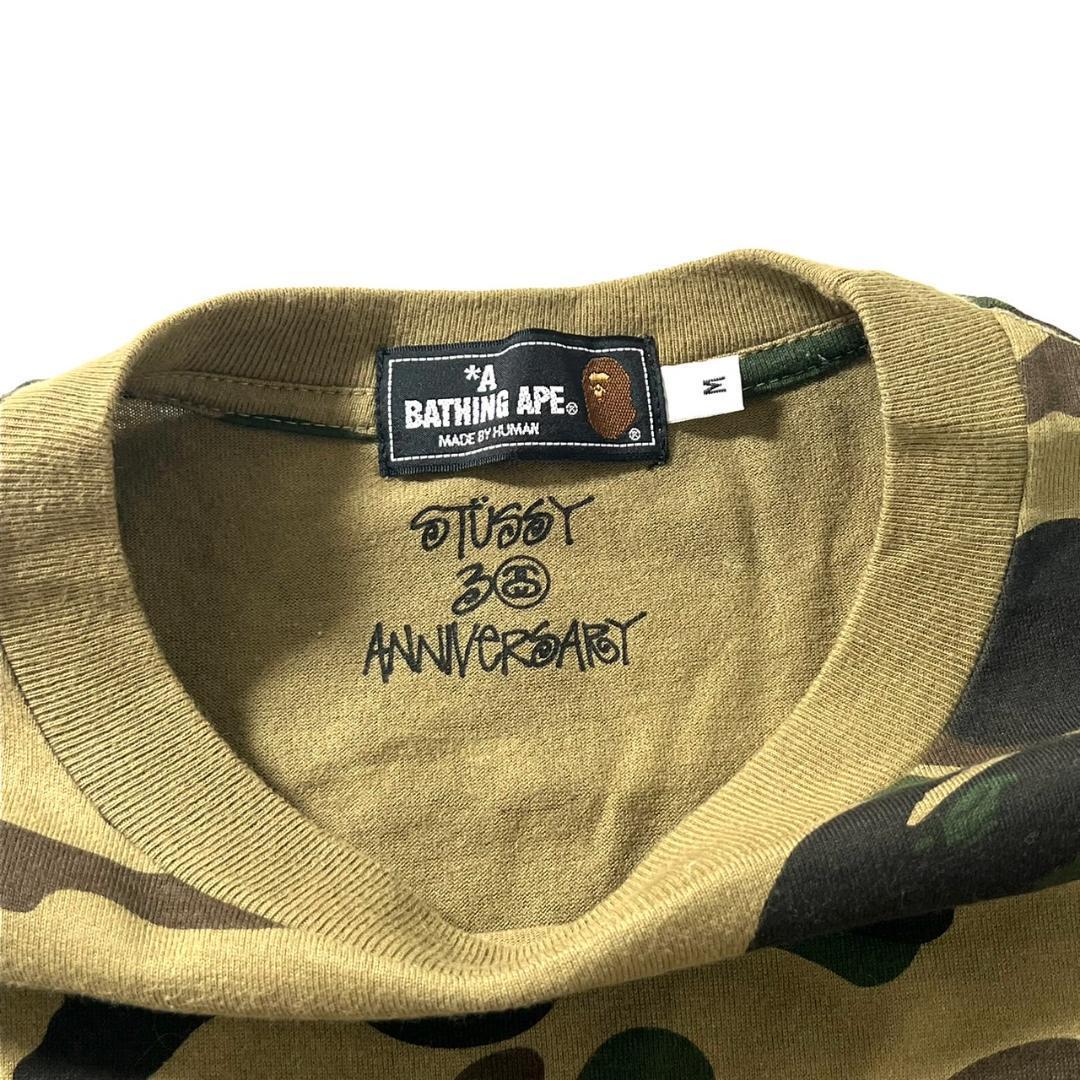 美品 A BATHING APE ×STUSSY 30周年 コラボ Tシャツ