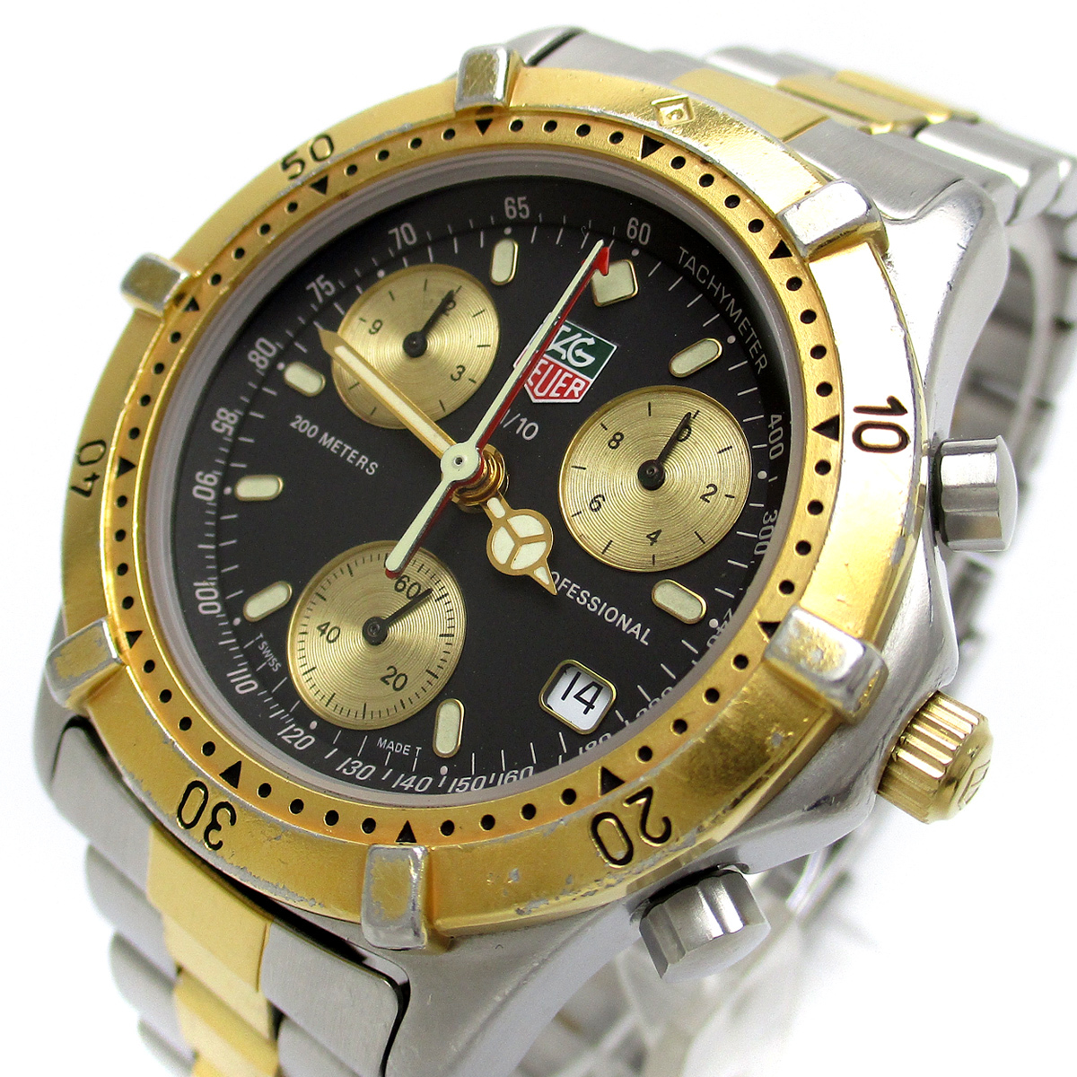  TAG Heuer clock Professional 2000 chronograph combination men's black face 565.306 TAG Heuer PROFESSIONAL quartz operation goods 