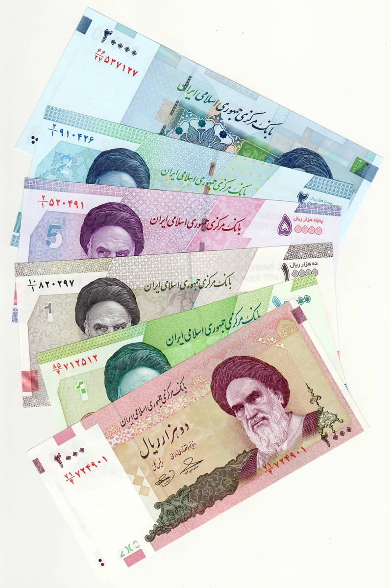 【未使用】イラン 紙幣セット 全6種 2000-50000リヤル 2005-2022年 ピン札UNC_画像1