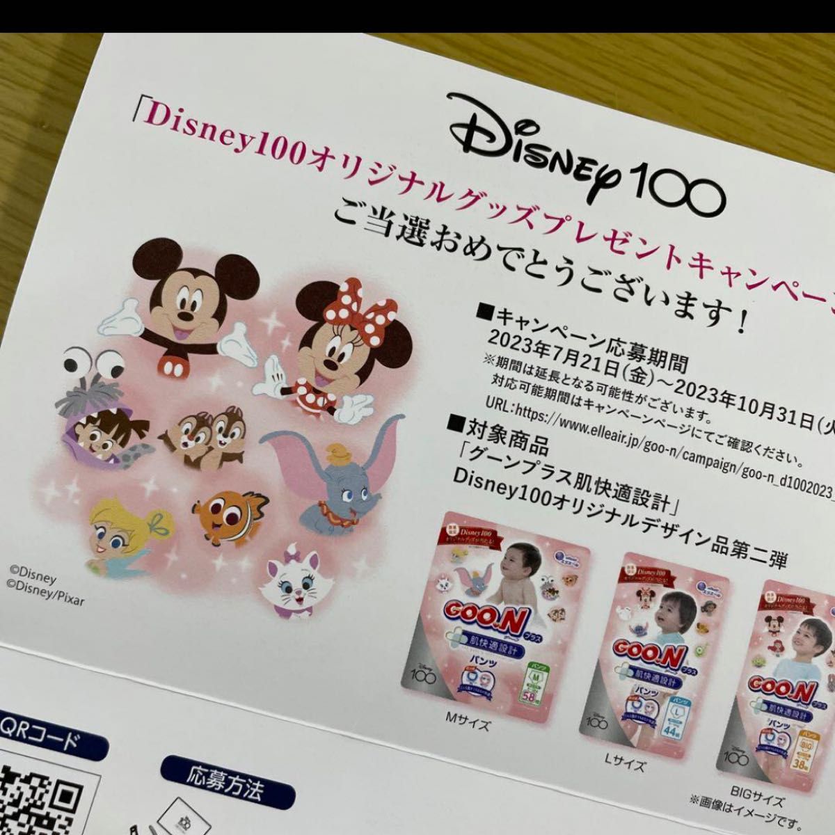 グーン　ディズニー100周年キャンペーン　賞品