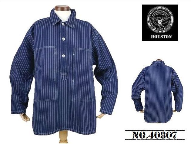 【送料無料 27%OFF 】HOUSTON ヒューストン WABASH ウォバッシュ プルオーバーWORKシャツ NO.40807 INDIGO_XLサイズ_画像1