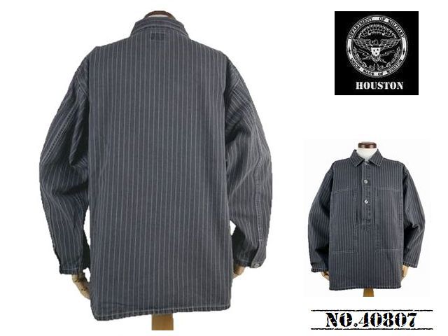 【送料無料 27%OFF 】HOUSTON ヒューストン ウォバッシュ ストライプ プルオーバー シャツ NO.40807 BLACK VINTAGE WASH_Lサイズ_画像4