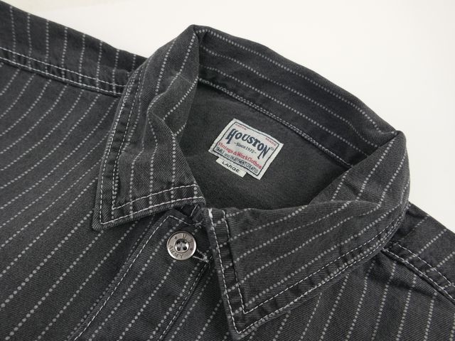 【送料無料 27%OFF 】HOUSTON ヒューストン ウォバッシュ ストライプ プルオーバー シャツ NO.40807 BLACK VINTAGE WASH_Lサイズ_画像7