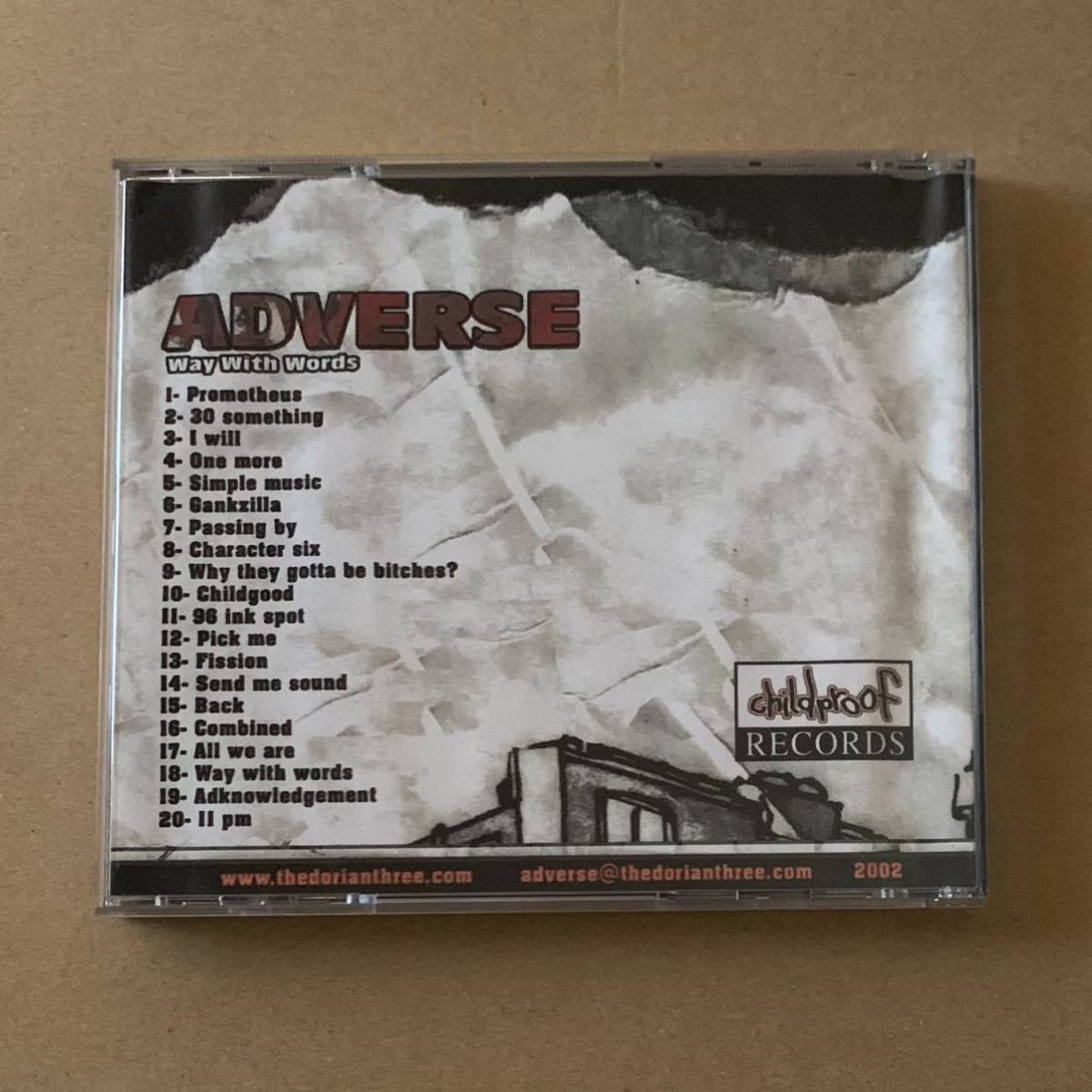 Adverse Way With Words Childproof Records アングラ Adeem DJ Shalem シカゴ Anticon EL-P 貴重盤 Underground hip hop レア音源 自主_画像2