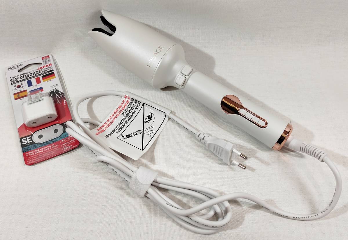 [1 jpy exhibition ]TOSAGE hair iron Karl kote automatic Karl iron auto car la- burn prevention 5 -step temperature degree setting white 