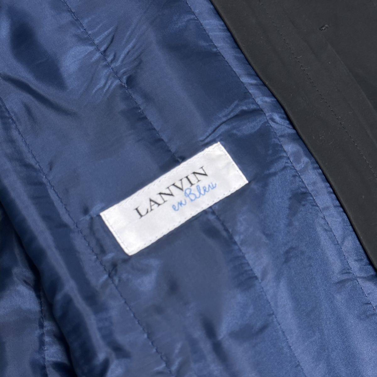 【LANVIN】ランバン　ロングコート　ライナー付　ベルト付　バッグ付　黒　XLサイズ　メンズ　ステンカラーコート　ランバンオンブルー_画像3