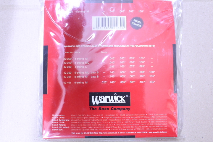 【値下げ・数量限定・旧パッケージ】WARWICK(ワーウィック) / 42200 RED Strings Medium 045/105 エレキベース弦 4弦セットステンレス_画像2