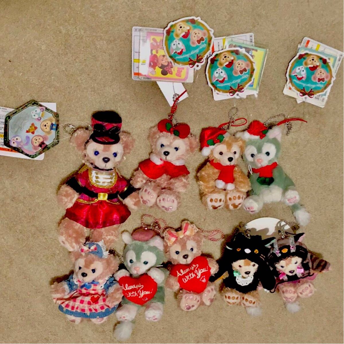 【1月値下】ダッフィー シェリーメイ ジェラトーニ TDS ディズニー ぬいぐるみバッジ ストラップ ハロウィン クリスマス
