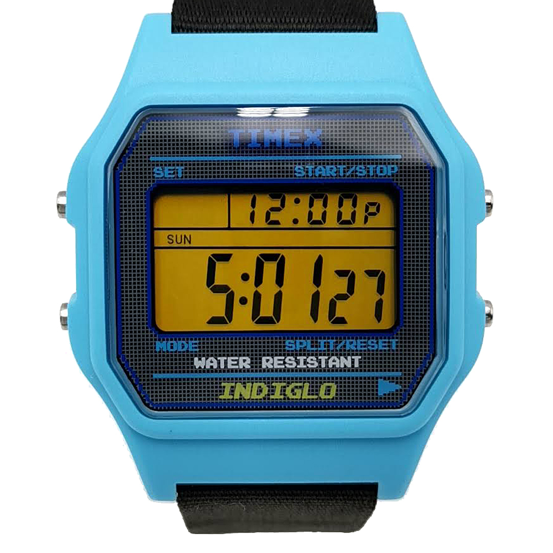 送料無料 美品 タイメックス パックマン コラボ 腕時計 クォーツ TW2V94100 パックマン デジタル ライトブルー メンズ