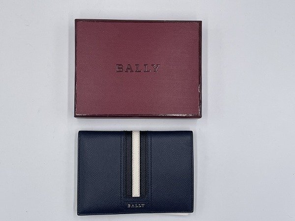 未使用　Bally　バリー　カードケース　革　ネイビー　箱付き　□b993