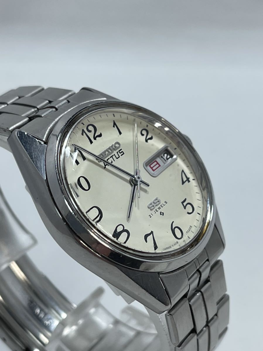 腕時計品 レア SEIKO ACTUS セイコー アクタス SS 6306-7010 / アンティーク/ メンズ/ 自動巻き/ 純正ベルト/ デイデイト/白文字盤/日本製_画像3