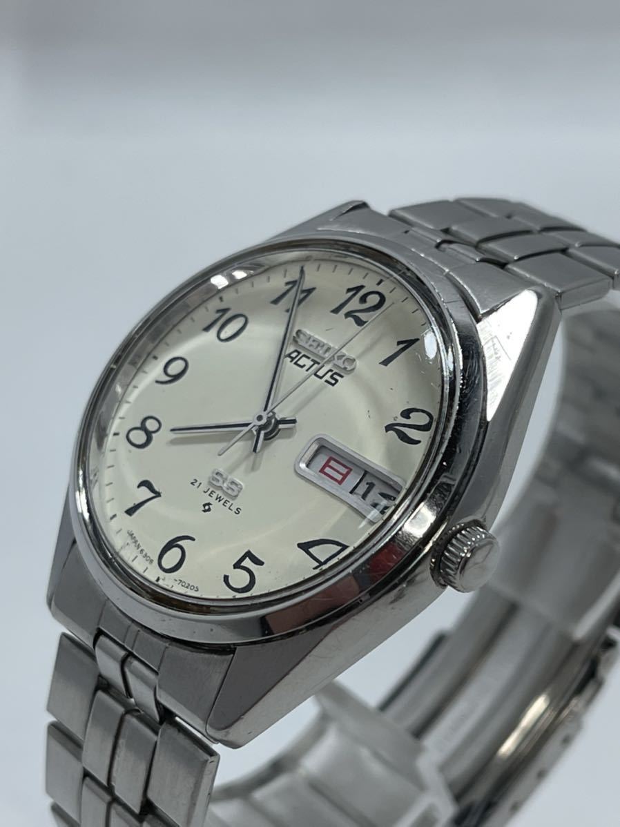 腕時計品 レア SEIKO ACTUS セイコー アクタス SS 6306-7010 / アンティーク/ メンズ/ 自動巻き/ 純正ベルト/ デイデイト/白文字盤/日本製_画像2