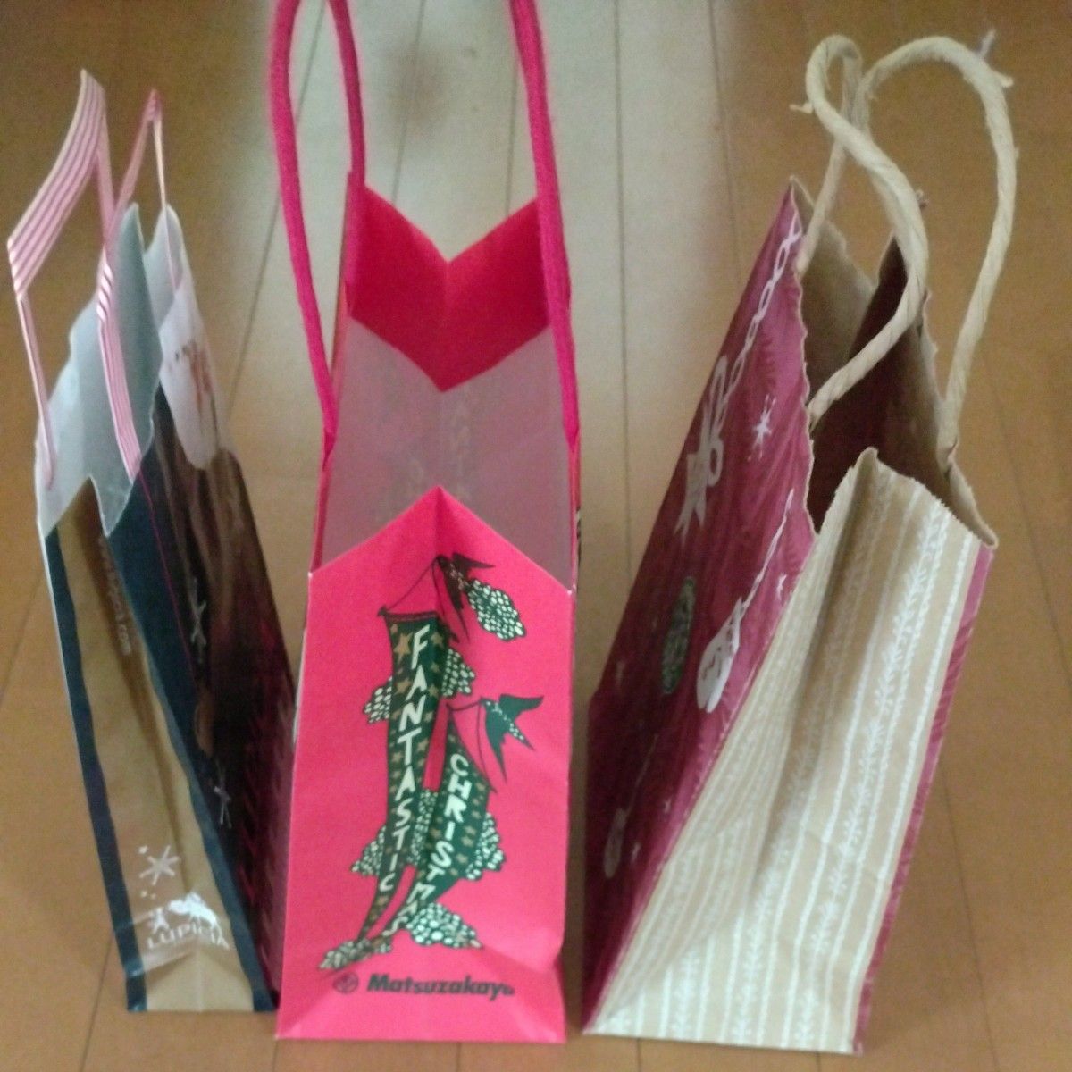 クリスマスショッパー 紙袋 手提げ袋 バッグ 袋 スターバックス 大丸松阪屋　Lupicia　3枚セット