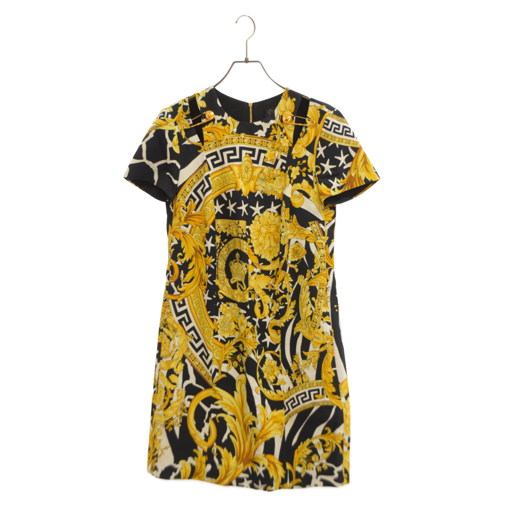 VERSACE ヴェルサーチ 19SS メデューサクリップ 総柄 ワンピース ドレス A83939 A231031 マルチ_画像1