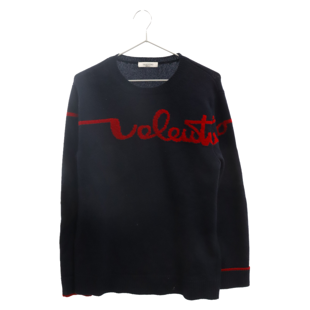 VALENTINO ヴァレンチノ 20SS Logo Knit Sweater ロゴニットセーター ネイビー TV3KC07U64H_画像1