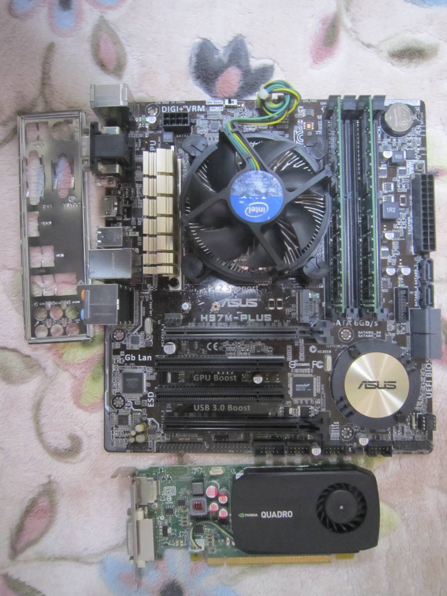 ASUS H97M-PLUS + Intel Xeon E3 1280 v3 +PC3-12800（4GB×2）8GB + Quadro K600のセット_画像1