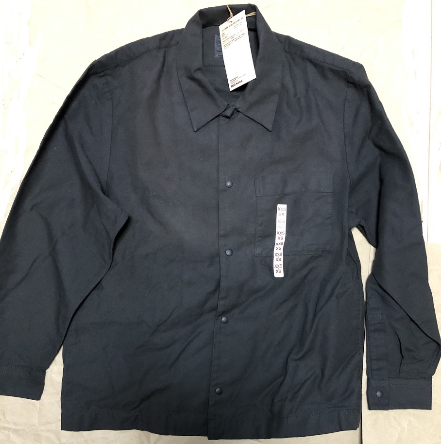 無印良品 ボックスシャツ ブラック 黒 洗いざらしオックス コットン シャツ XXS XS 新品未使用_画像1