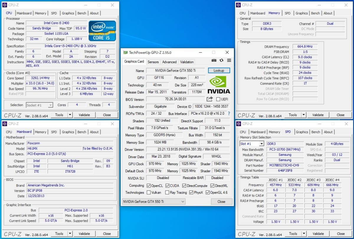 デスクトップPC Core i5-2400/8GB/HDD1.0TB/GTX550Ti/DVD-RW/350W/Win10Home 動作品、ジャンク扱い_画像7