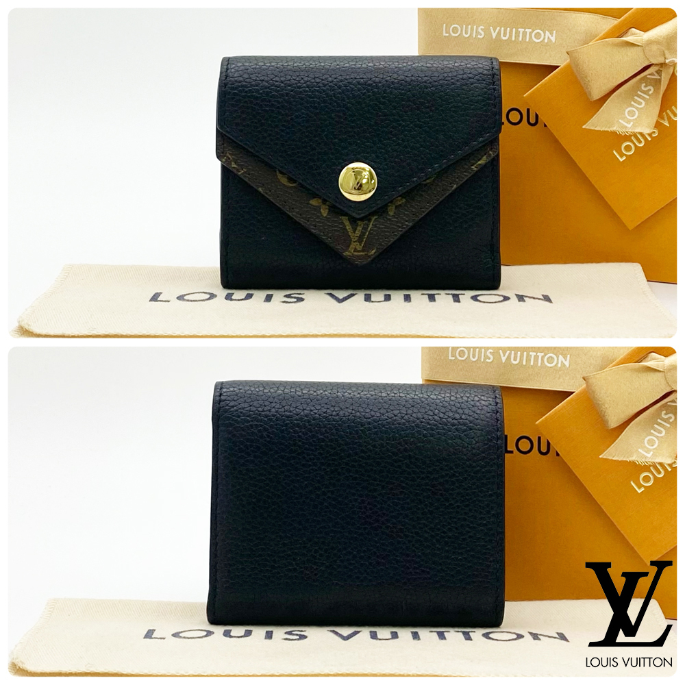 【極美品】ルイヴィトン LOUIS VUITTON モノグラム ポルトフォイユ ドゥブル V コンパクト M64420 ノワール 三つ折り財布 送料無料 送料込_画像2