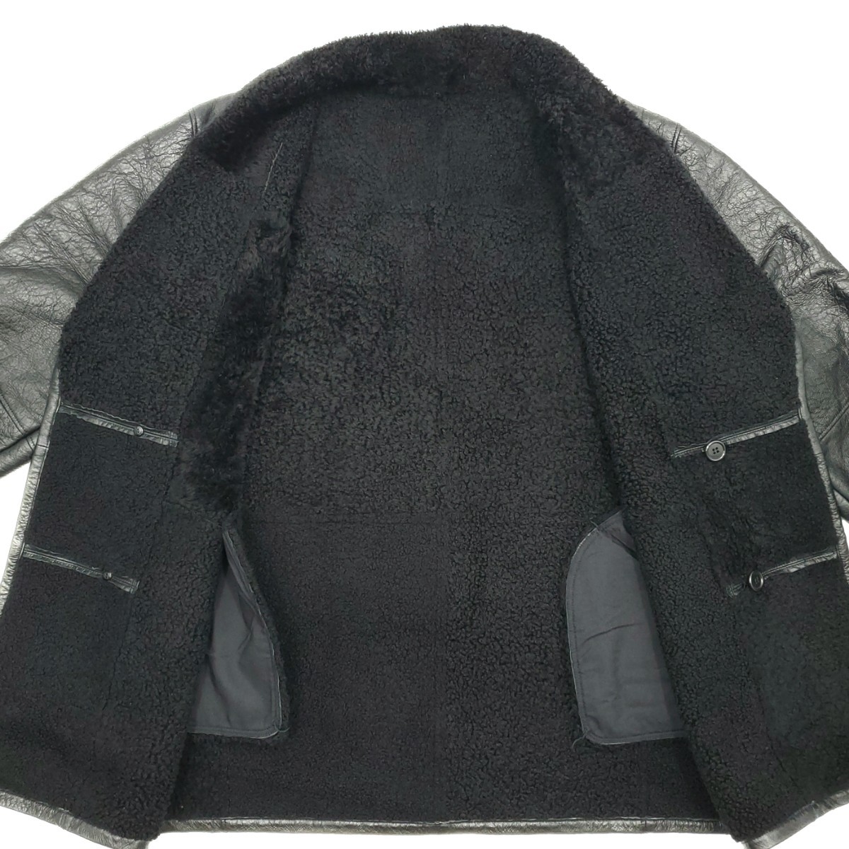  top class nichiro fur *Wind Armor*LL real mouton coat black black men's XL original leather window armor -nichiwa real leather fur sheep leather boa jacket SZJ72
