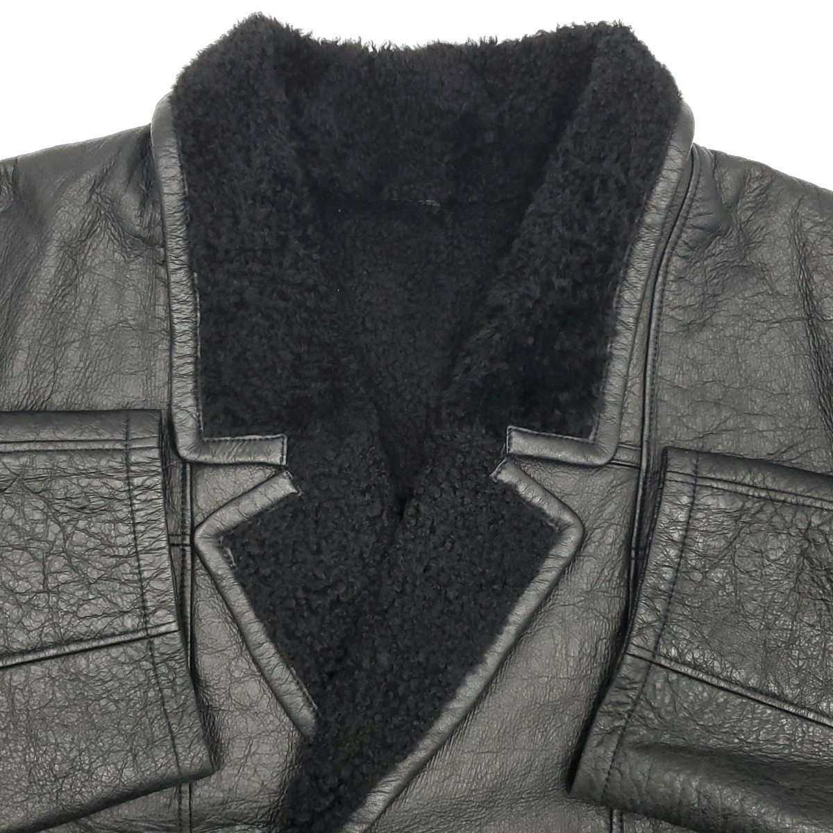  top class nichiro fur *Wind Armor*LL real mouton coat black black men's XL original leather window armor -nichiwa real leather fur sheep leather boa jacket SZJ72