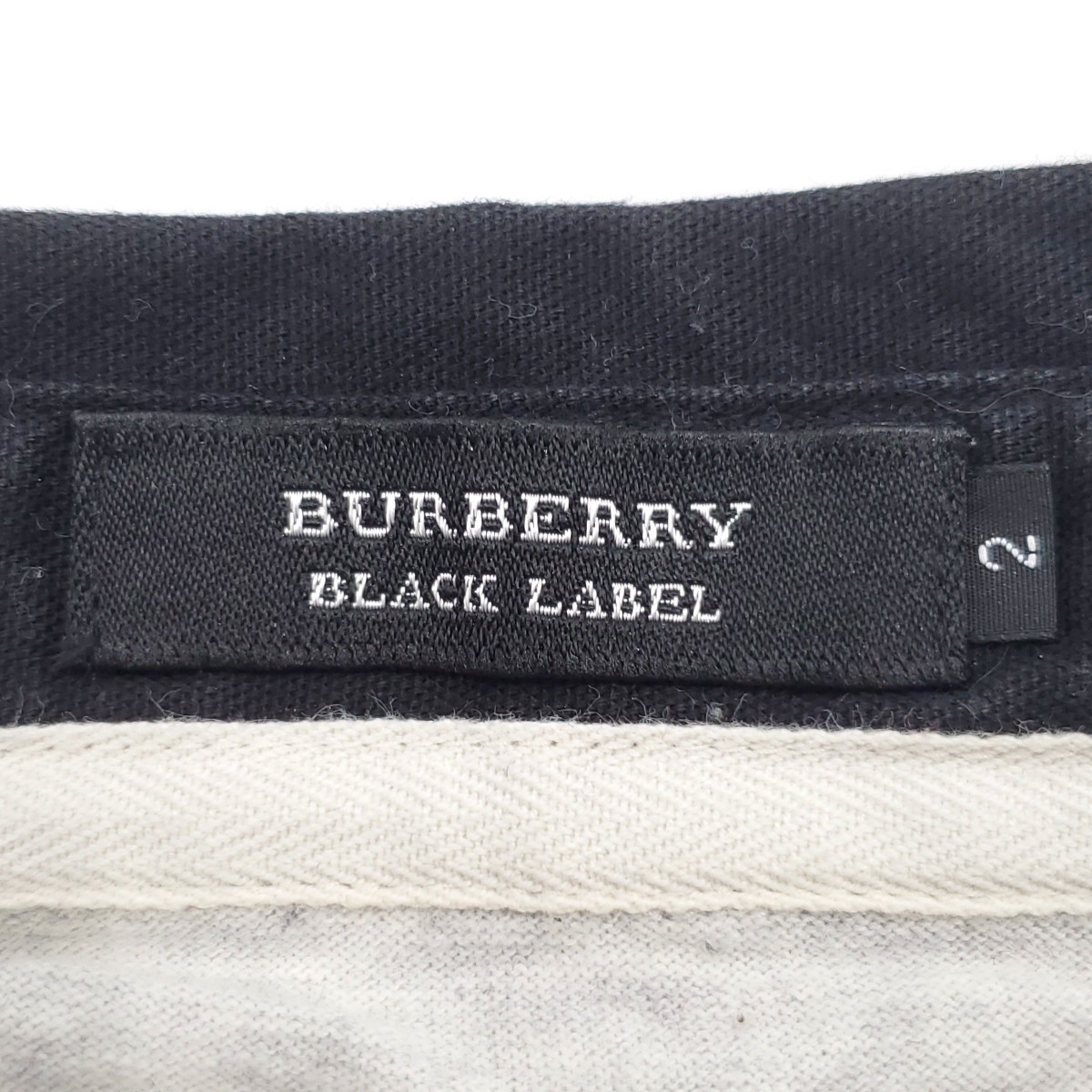 日本製廃番★BURBERRY BLACK LABEL★M位2長袖ラガーシャツ黒グレーボーダーホース刺繍ポロバーバリーブラックレーベル三陽商会正規品SZJ155