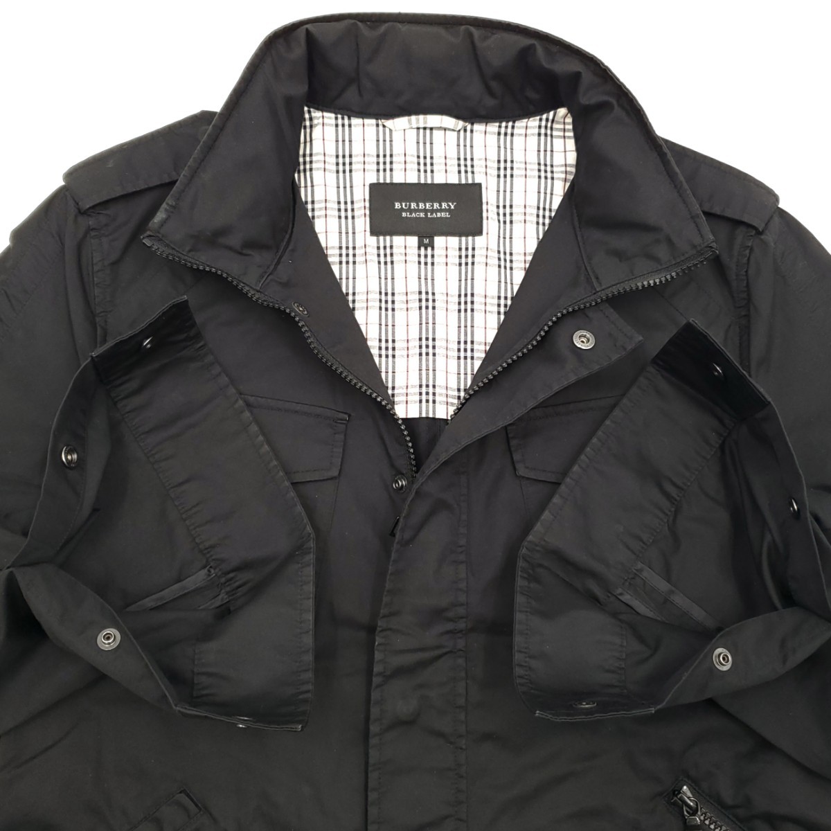 廃番M-65タイプ BURBERRY BLACK LABEL Mミリタリージャケット黒 廃番M-65タイプ BURBERRY BLACK LABEL Mミリタリージャケット黒