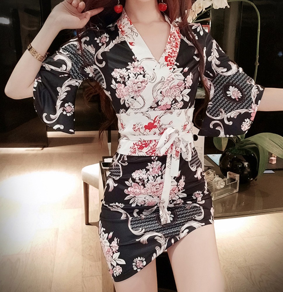  yukata kimono flower . sexy cosplay Night wear costume play clothes 